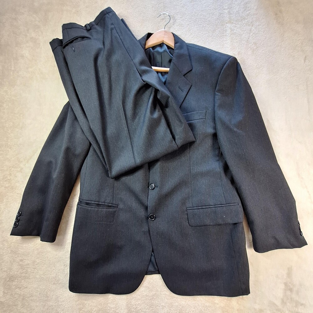 Sangiorgio Suit Mens 44 Long Gray Wool Blend Italian Made Blazer Pants Ventless